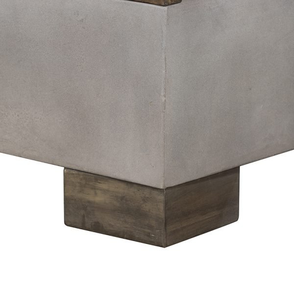 Modrest Delaware Modern Concrete & Acacia Rectangular Coffee Table - Image 4