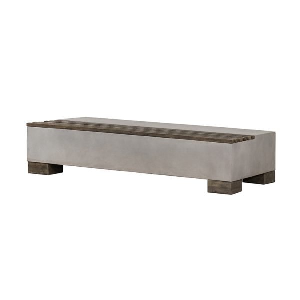 Modrest Delaware Modern Concrete & Acacia Rectangular Coffee Table - Image 2
