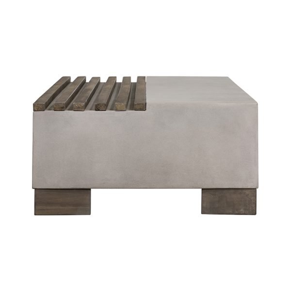 Modrest Delaware Modern Concrete & Acacia Rectangular Coffee Table - Image 3