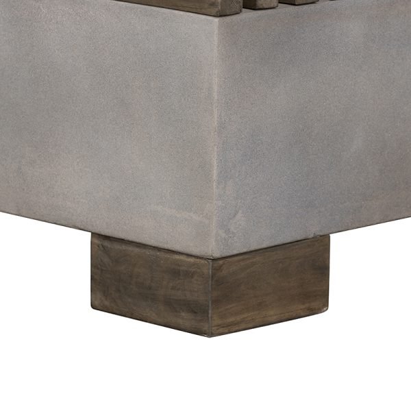 Modrest Delaware Modern Concrete & Acacia Square Coffee Table - Image 3