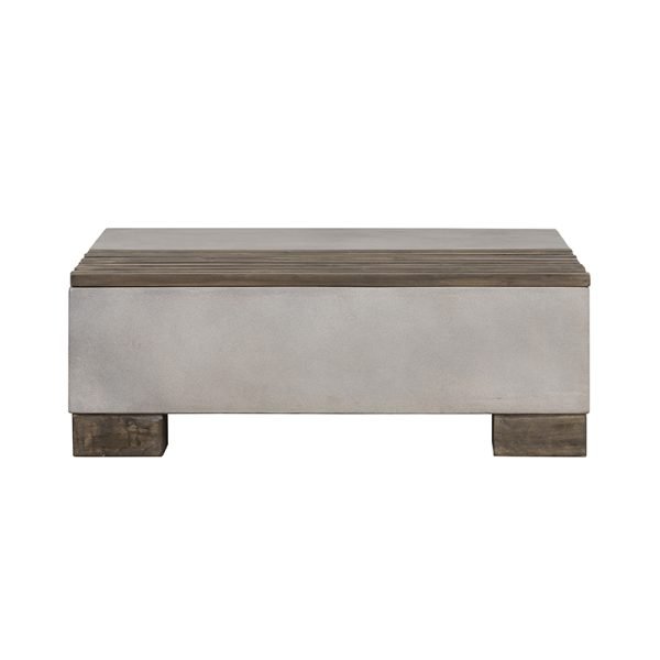 Modrest Delaware Modern Concrete & Acacia Square Coffee Table - Image 2