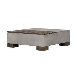 Modrest Delaware Modern Concrete & Acacia Square Coffee Table
