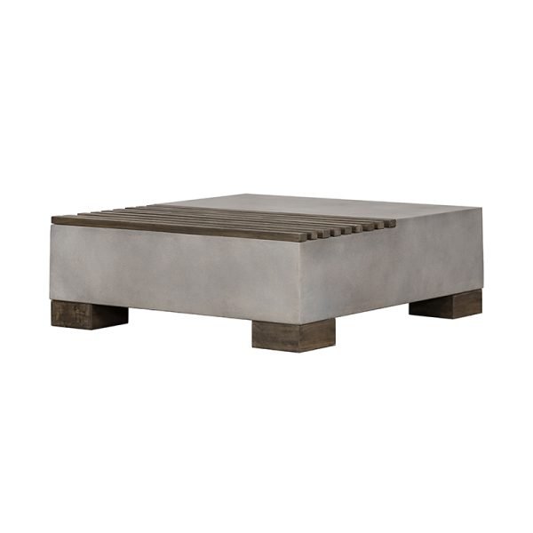 Modrest Delaware Modern Concrete & Acacia Square Coffee Table