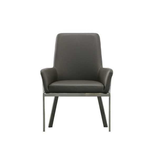Modrest Robin Modern Grey Bonded Leather Dining Chair - Image 5