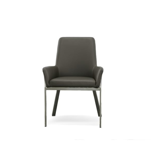 Modrest Robin Modern Grey Bonded Leather Dining Chair - Image 2
