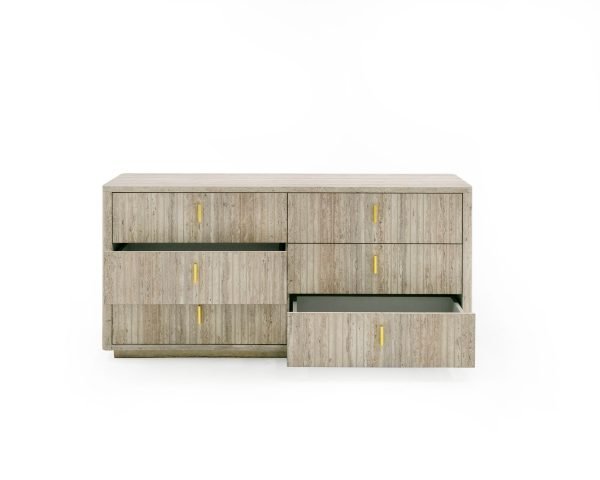 Nova Domus Roma - Modern Travertine + Gold Dresser - Image 3