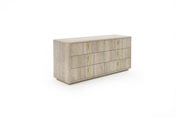 Nova Domus Roma - Modern Travertine + Gold Dresser - Image 2