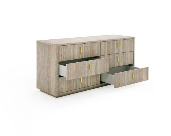 Nova Domus Roma - Modern Travertine + Gold Dresser - Image 4