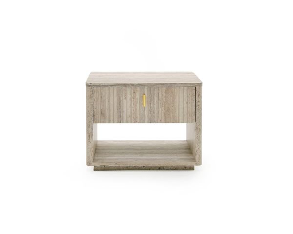 Nova Domus Roma - Modern Travertine + Gold Nightstand