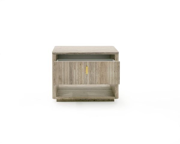 Nova Domus Roma - Modern Travertine + Gold Nightstand - Image 3