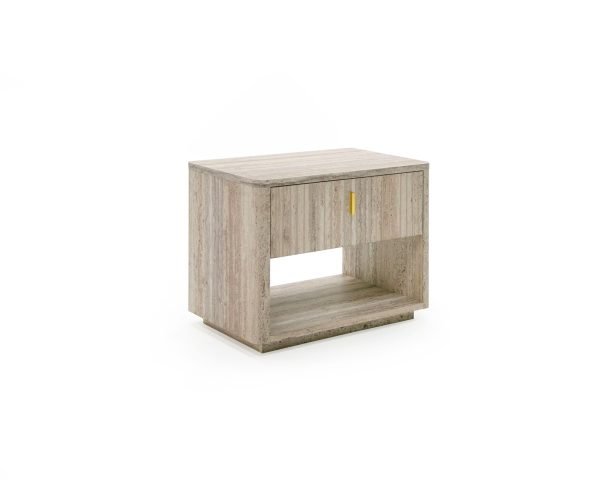Nova Domus Roma - Modern Travertine + Gold Nightstand - Image 2