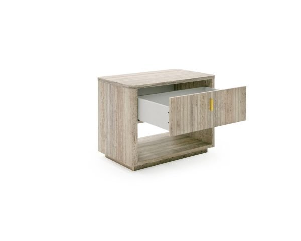Nova Domus Roma - Modern Travertine + Gold Nightstand - Image 4