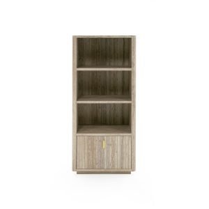 Nova Domus Roma - Modern Travertine + Gold Bookcase