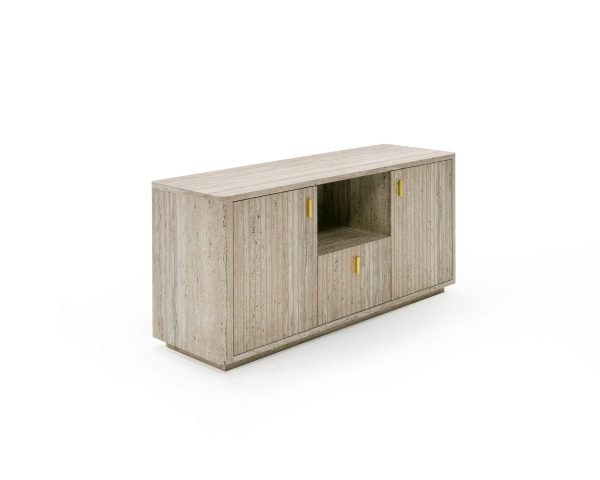 Nova Domus Roma - Modern Travertine + Gold File Cabinet - Image 2