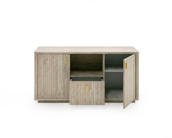 Nova Domus Roma - Modern Travertine + Gold File Cabinet - Image 3