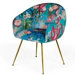 Modrest Roxann - Contemporary Floral Velvet Gold Dining Chair