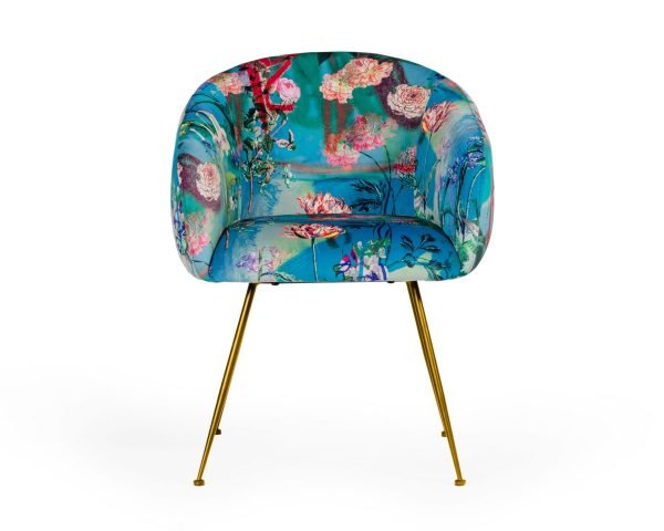 Modrest Roxann - Contemporary Floral Velvet Gold Dining Chair - Image 2