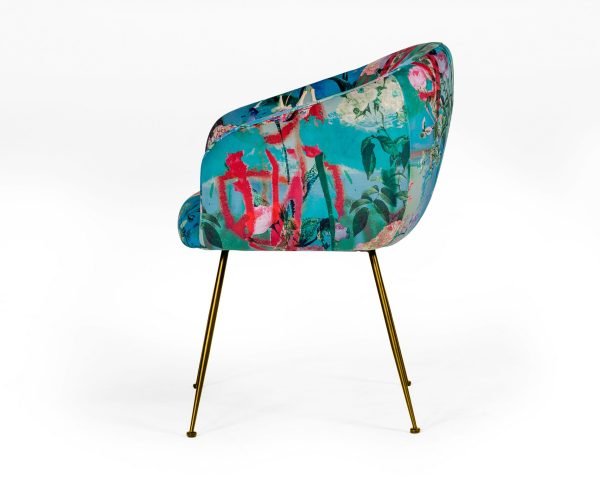 Modrest Roxann - Contemporary Floral Velvet Gold Dining Chair - Image 3