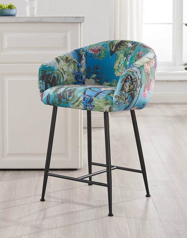 Modrest Roxann - Modern Counter Stool in Funky Velvet - Image 2