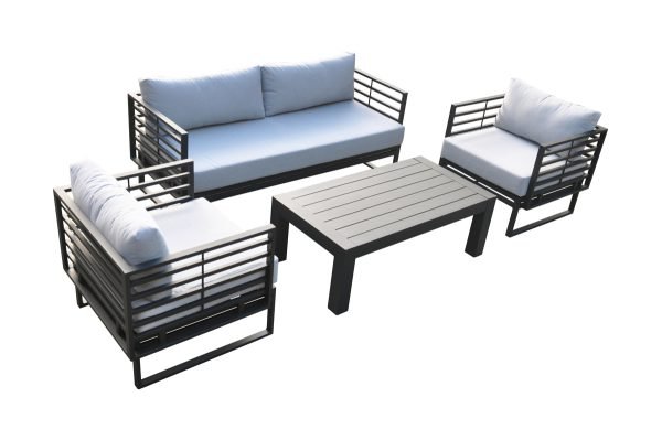 Renava Wharf Outdoor Grey & Black Sofa Set - Image 4