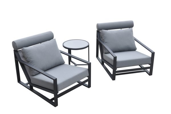 Renava Boardwalk Outdoor Grey Lounge Chair Set - Image 5