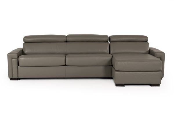 Estro Salotti Sacha - Modern Dark Grey Leather Reversible Sectional Sofa Bed with Storage - Image 2