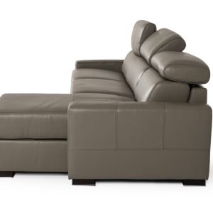 Estro Salotti Sacha - Modern Dark Grey Leather Reversible Sectional Sofa Bed with Storage