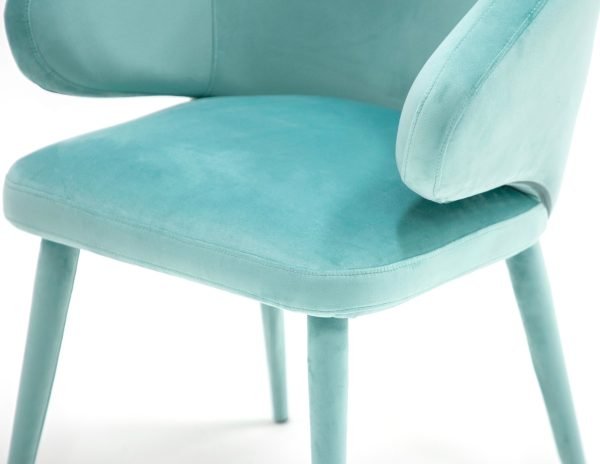 Modrest Salem - Modern Aqua Fabric Dining Chair - Image 3