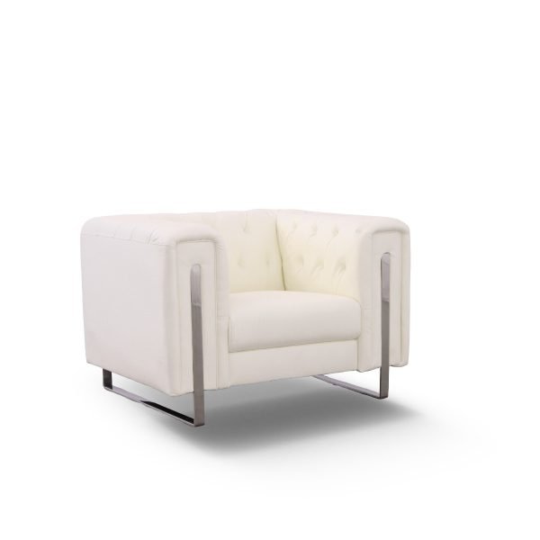 Divani Casa Salvia - Modern White Leatherette Accent Chair - Image 4