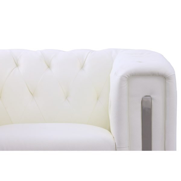 Divani Casa Salvia - Modern White Leatherette Accent Chair - Image 5