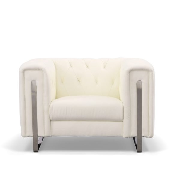 Divani Casa Salvia - Modern White Leatherette Accent Chair - Image 2