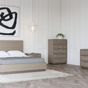 Eastern King Modrest Samson - Contemporary Grey & Silver Bedroom Set