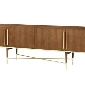Modrest Bernard Mid-Century Modern Walnut & Gold Buffet