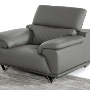 Divani Casa Wolford Modern Grey Leather Chair
