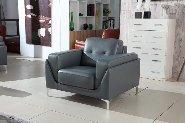 Divani Casa Markham Modern Grey Bonded Leather Chair - Image 2
