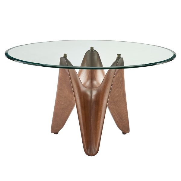 Modrest Seguin - Round Glass + Walnut Dining Table - Image 2