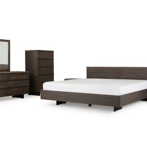 Eastern King Modrest Selma Modern Dark Aged Oak & Concrete Bedroom Set