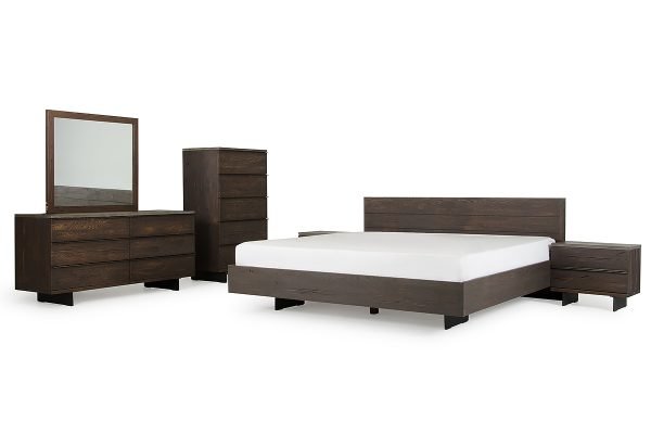 Eastern King Modrest Selma Modern Dark Aged Oak & Concrete Bedroom Set