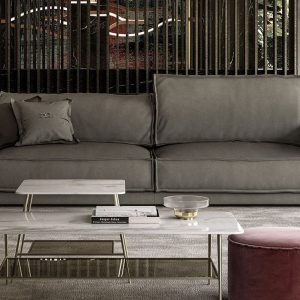 Coronelli Collezioni Sevilla - Italian Contemporary Grey Leather Sofa
