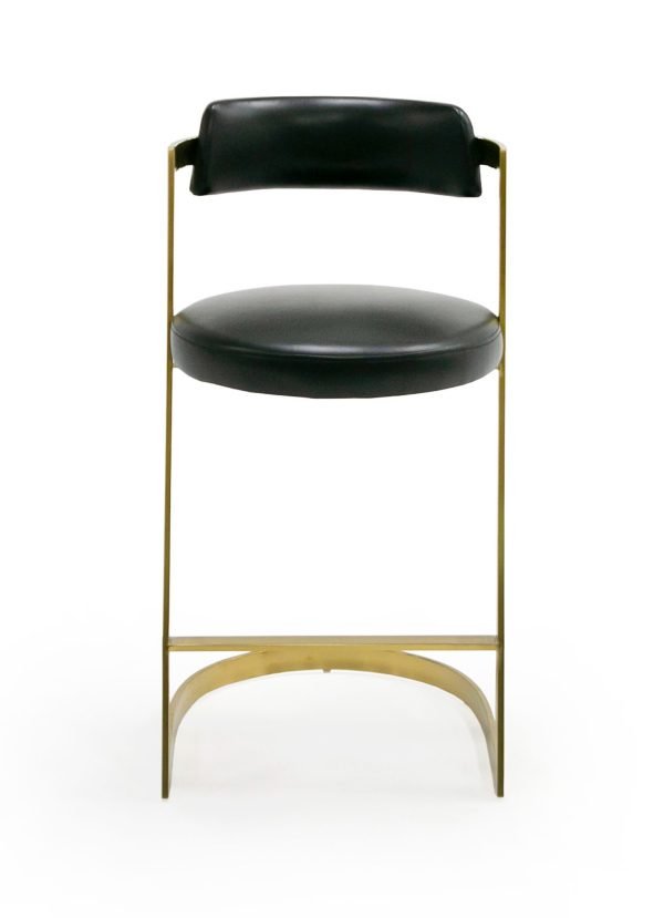 Modrest Shandra - Black Pleather + Gold Counter Stool - Image 3