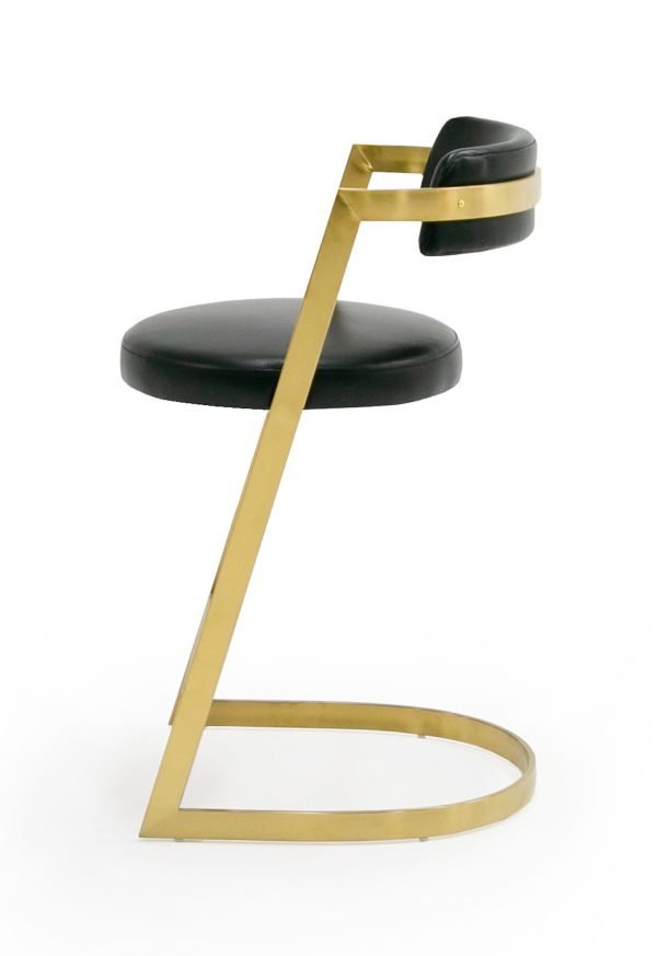 Modrest Shandra - Black Pleather + Gold Counter Stool - Image 2