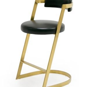 Modrest Shandra - Black Pleather + Gold Counter Stool