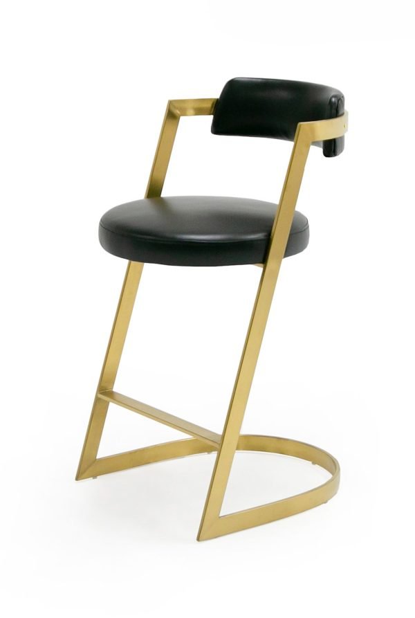 Modrest Shandra - Black Pleather + Gold Counter Stool