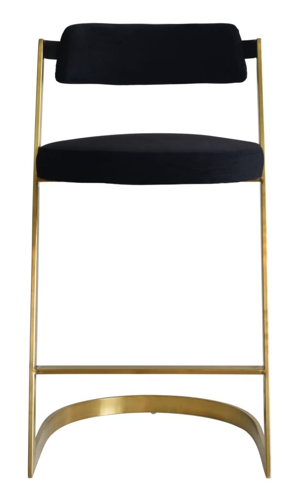 Modrest Shandra - Black Velvet + Gold Counter Stool - Image 2