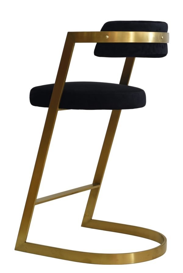 Modrest Shandra - Black Velvet + Gold Counter Stool - Image 4