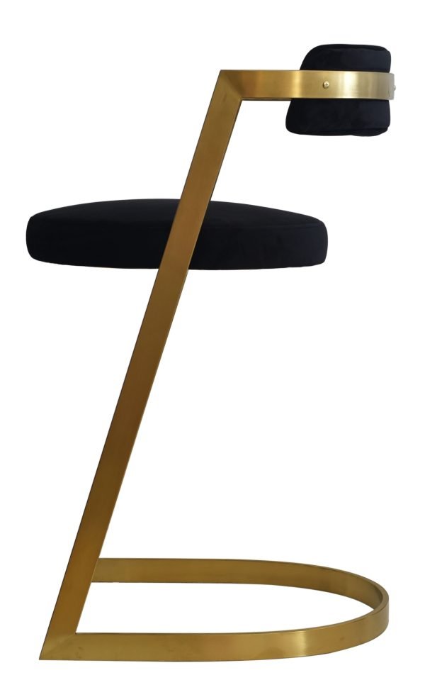 Modrest Shandra - Black Velvet + Gold Counter Stool - Image 5