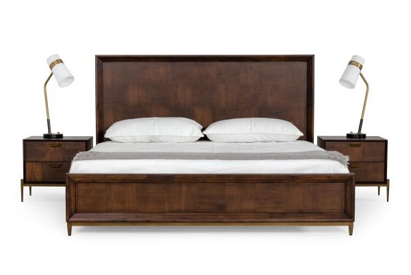 Modrest Shane - Eastern King Modern Acacia & Brass Bed - Image 2