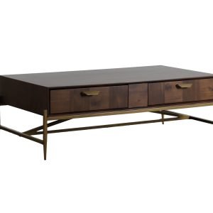 Modrest Shane - Modern Acacia & Brass Coffee Table