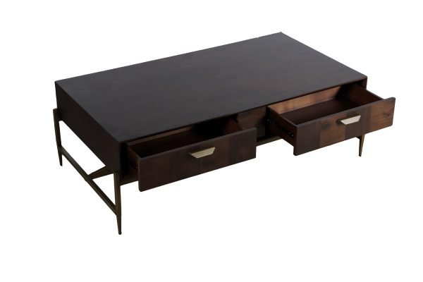 Modrest Shane - Modern Acacia & Brass Coffee Table - Image 4
