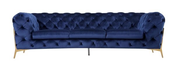 Divani Casa Sheila - Transitional Dark Blue Fabric Sofa